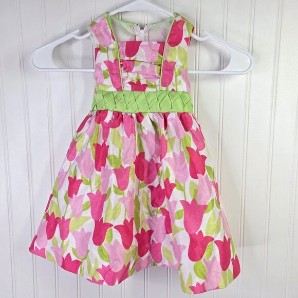 Rare Editions Other - Rare Editions Dress Girls 18M Pink Tulip Floral Fit & Flare Party Spring Easter